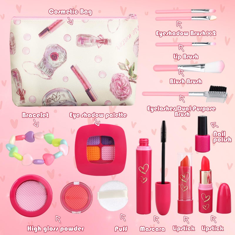 Woumserta Girl Gifts Basic Pretend Makeup for Little Girls  Play Makeup for Kids 3-5  Fake Makeup Set Toys for 3 4 5 6 7 Year Old Girls  Toddler Makeup Kit with Fake Make up Toys Birthday Gifts - Image 2